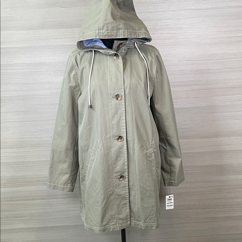 Style & Co. Sage Green Hooded Utility Rain Jacket Car Coat | Medium